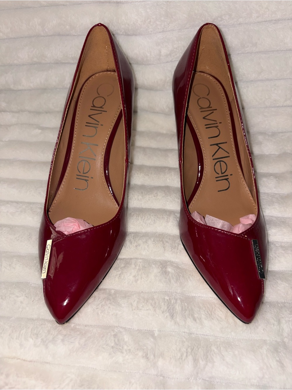 Calvin Klein Burgundy Patent Pointed-Toe Heels 8M